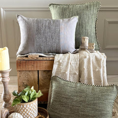 Sage Green Linen Lumbar Cushion Cover - June Sage