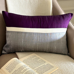 Plush Purple Silk Lumbar Pillow Cover