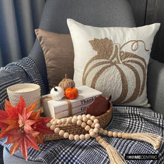 Bejeweled Pumpkin - Gold Linen Modern Pumpkin Decorative Throw Cushion Cover