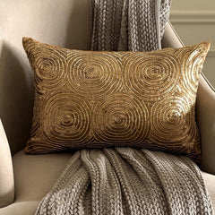 All Eyes On Gold - Art Silk Gold Decorative Lumbar Cushion  Cover