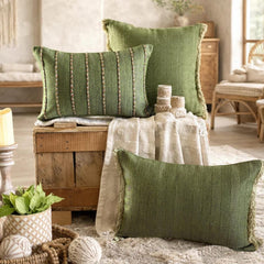 Moss Jute Lumbar Cushion Cover