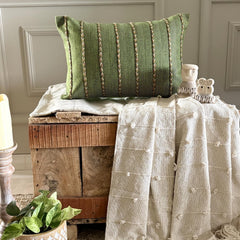 Green Jute Lumbar Cushion Cover - Moss Jute