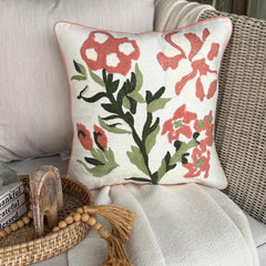 Peachy Petals - Peach Cotton Throw Cushion Cover