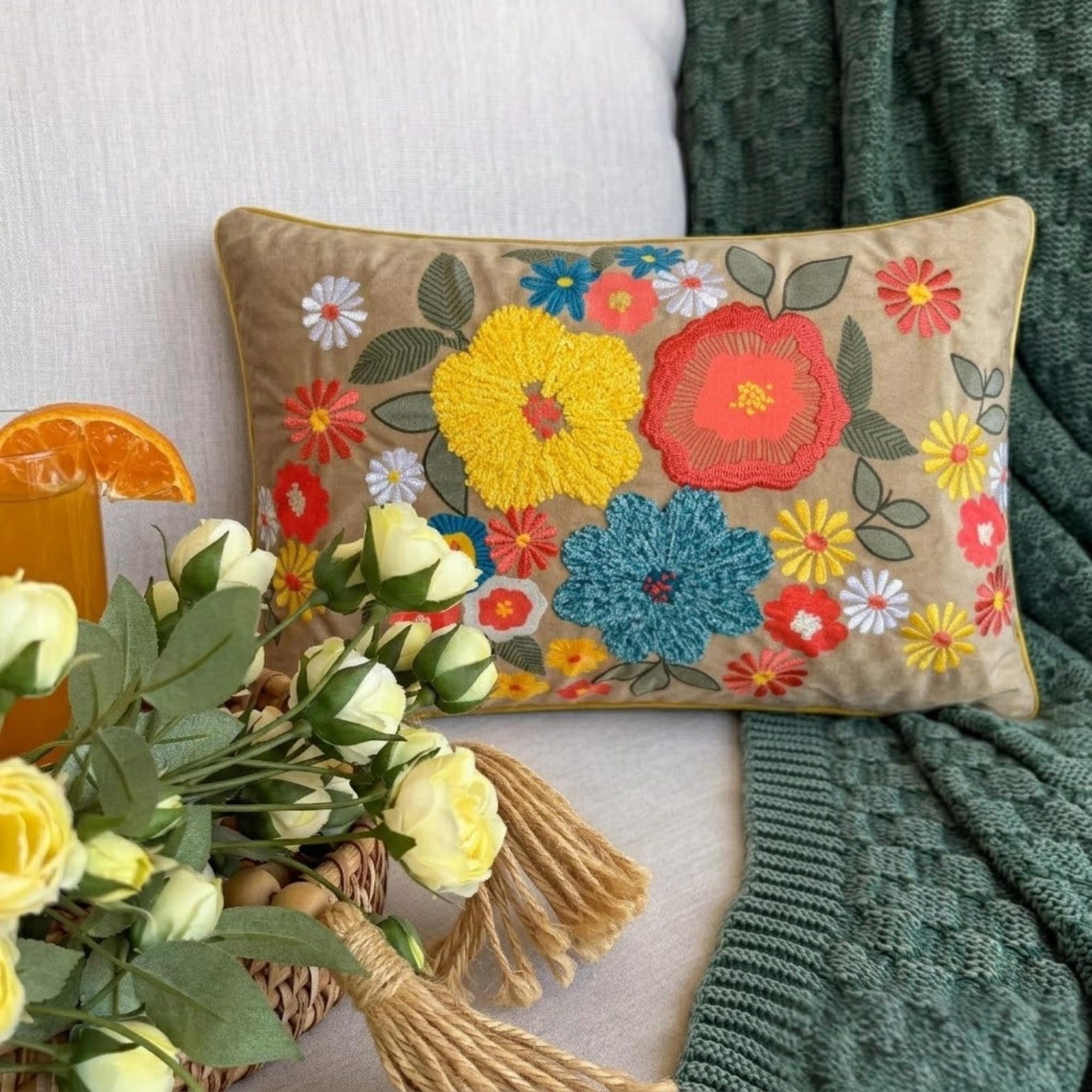 Floral Fiesta Lumbar Pillow Cover