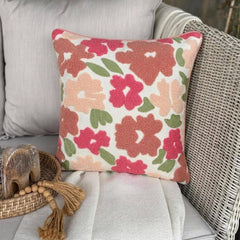 Pink Peony - Pink Cotton Throw Cushion Cover