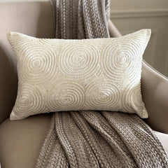 All Eyes on Ivory Lumbar Pillow Cover
