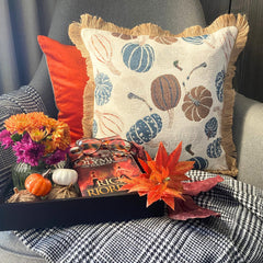 Cinnamon Pumpkins - Brown Woven Jacquard Decorative Throw Cushion Cover