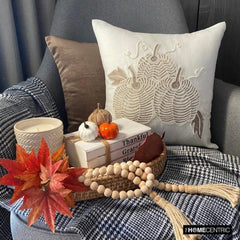 Pearl Kissed Pumpkin - White Linen Modern Decorative Throw Cushion Cover