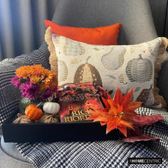 Cozy Pumpkins - Purple Woven Jacquard Decorative Lumbar  Cushion Cover