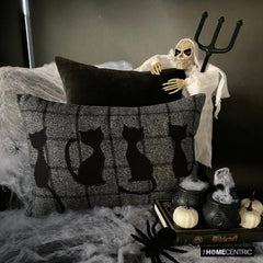 Witchy Paws - Gray Wool Decorative Lumbar  Cushion Cover