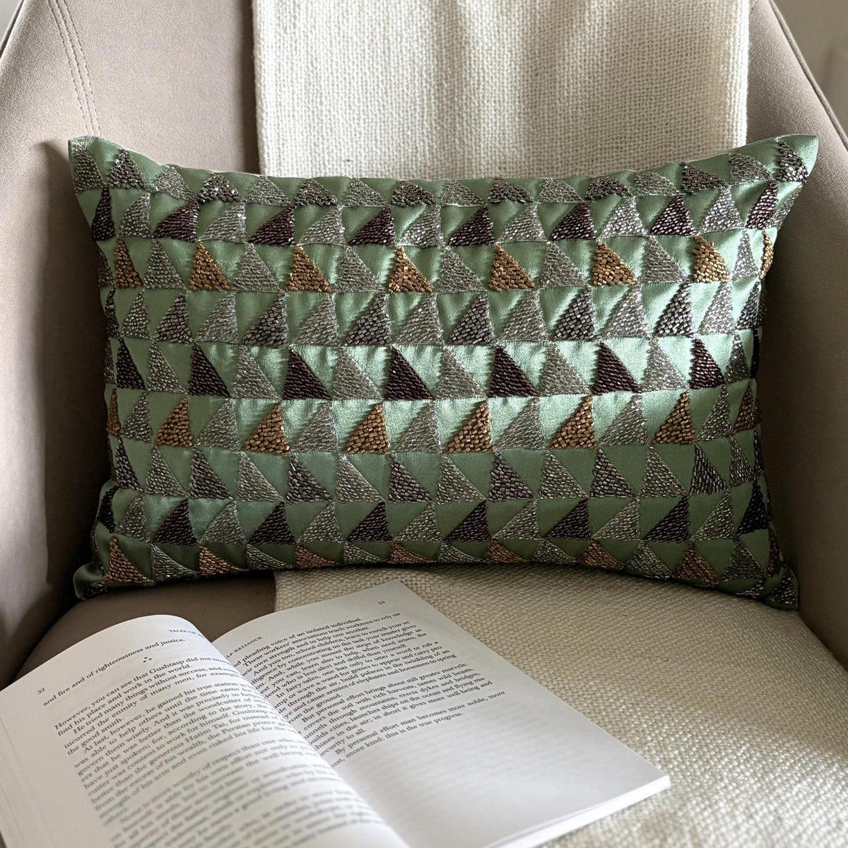 Teal Triad Lumbar Pillow Cover