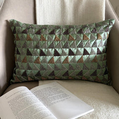 Teal Triad Lumbar Pillow Cover