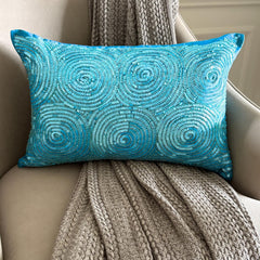 All Eyes on Aqua Lumbar Pillow Cover