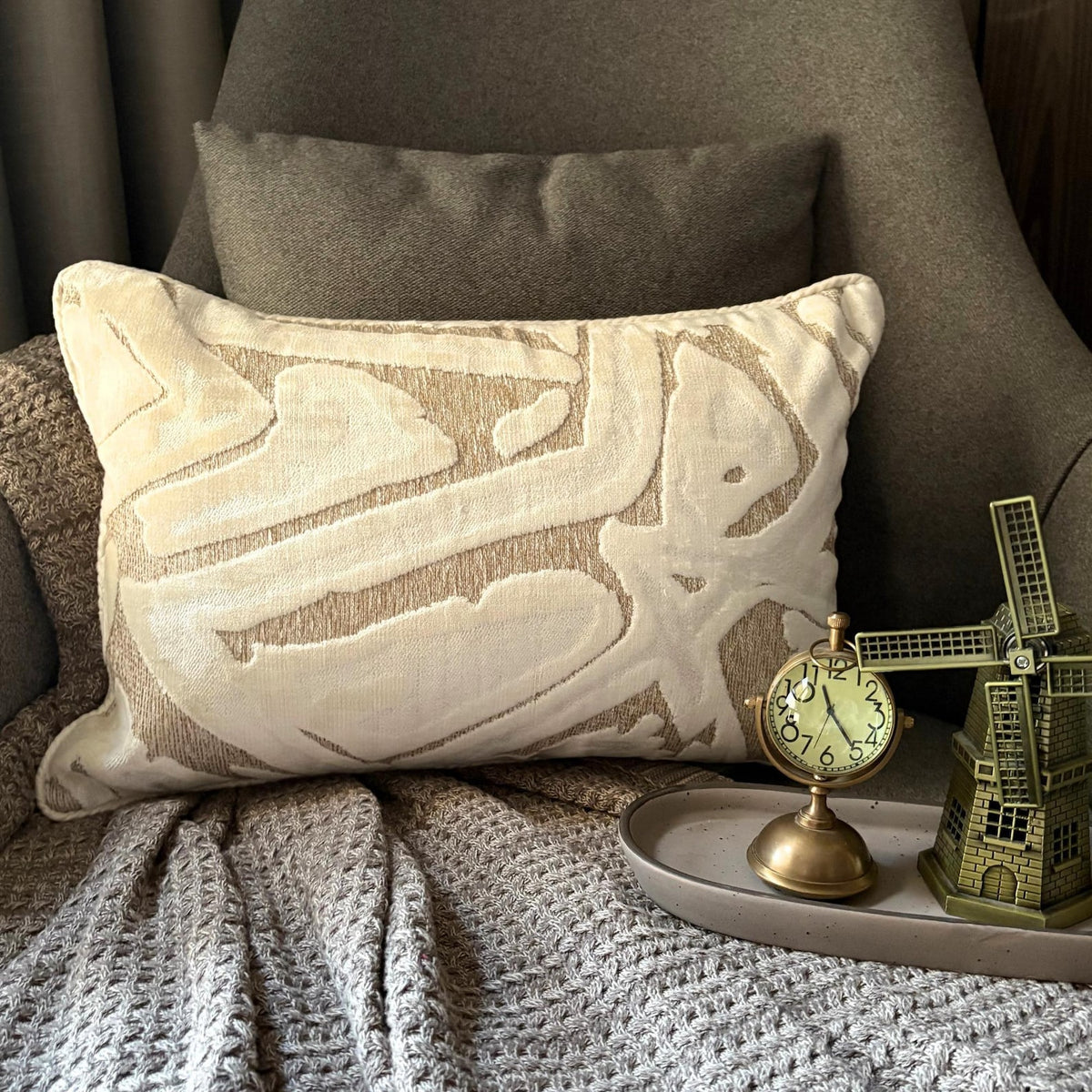 Abstract Drift Lumbar Pillow Cover
