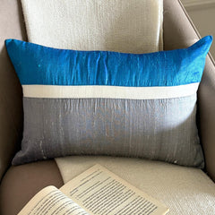 Plush Royal Blue Silk Lumbar Pillow Cover