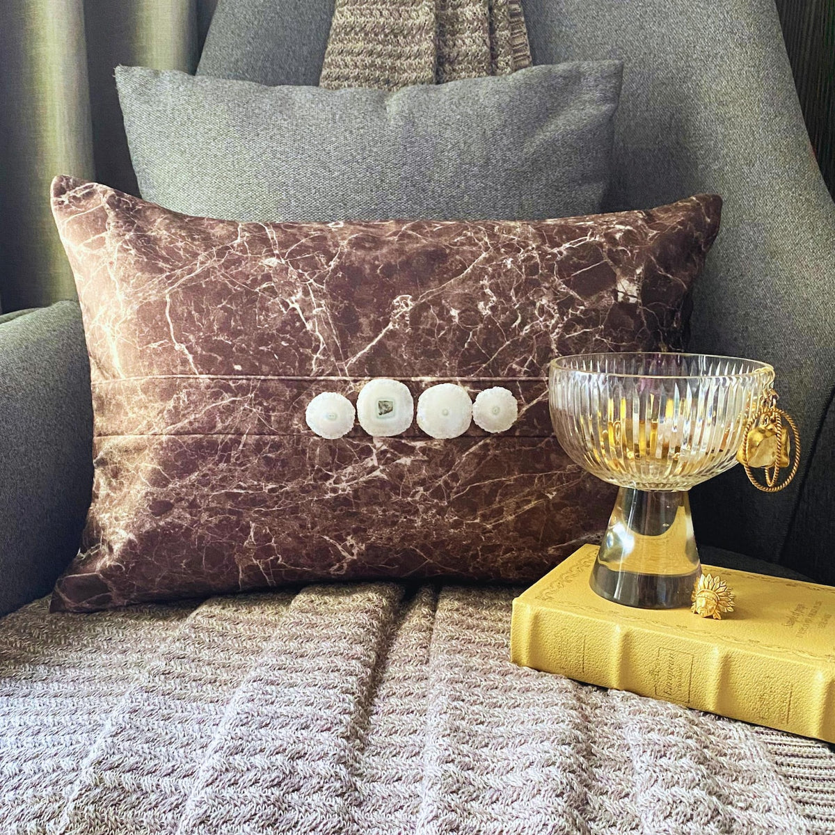 Quartz Center Brown Lumbar Pillow Cover