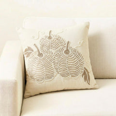 Pearl Kissed Pumpkin - White Linen Modern Decorative Throw Cushion Cover