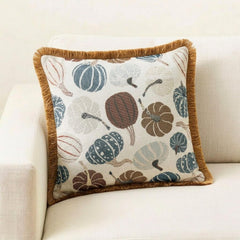 Cinnamon Pumpkins - Brown Woven Jacquard Decorative Throw Cushion Cover