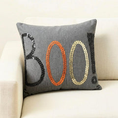 Boo - Charcoal Linen Boo Decorative Throw Cushion Cover