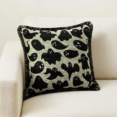 Spooky Ghost - Black Jacquard Spooky Decorative Throw Cushion Cover
