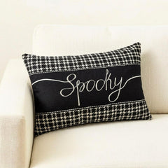 Spooky Vibes - Black & White Cotton Decorative Lumbar Cushion Cover