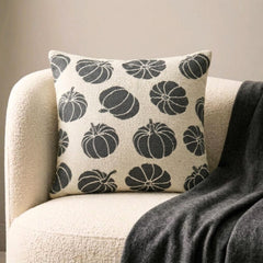 Black Jacquard Decorative Throw Pillow Cover - Noir Pumpkin