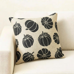 Black Jacquard Decorative Throw Pillow Cover - Noir Pumpkin