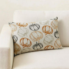 Pumpkin Pal - Orange Woven Jacquard Decorative Lumbar  Cushion Cover