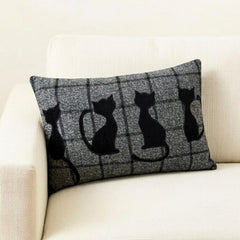 Witchy Paws - Gray Wool Decorative Lumbar  Cushion Cover