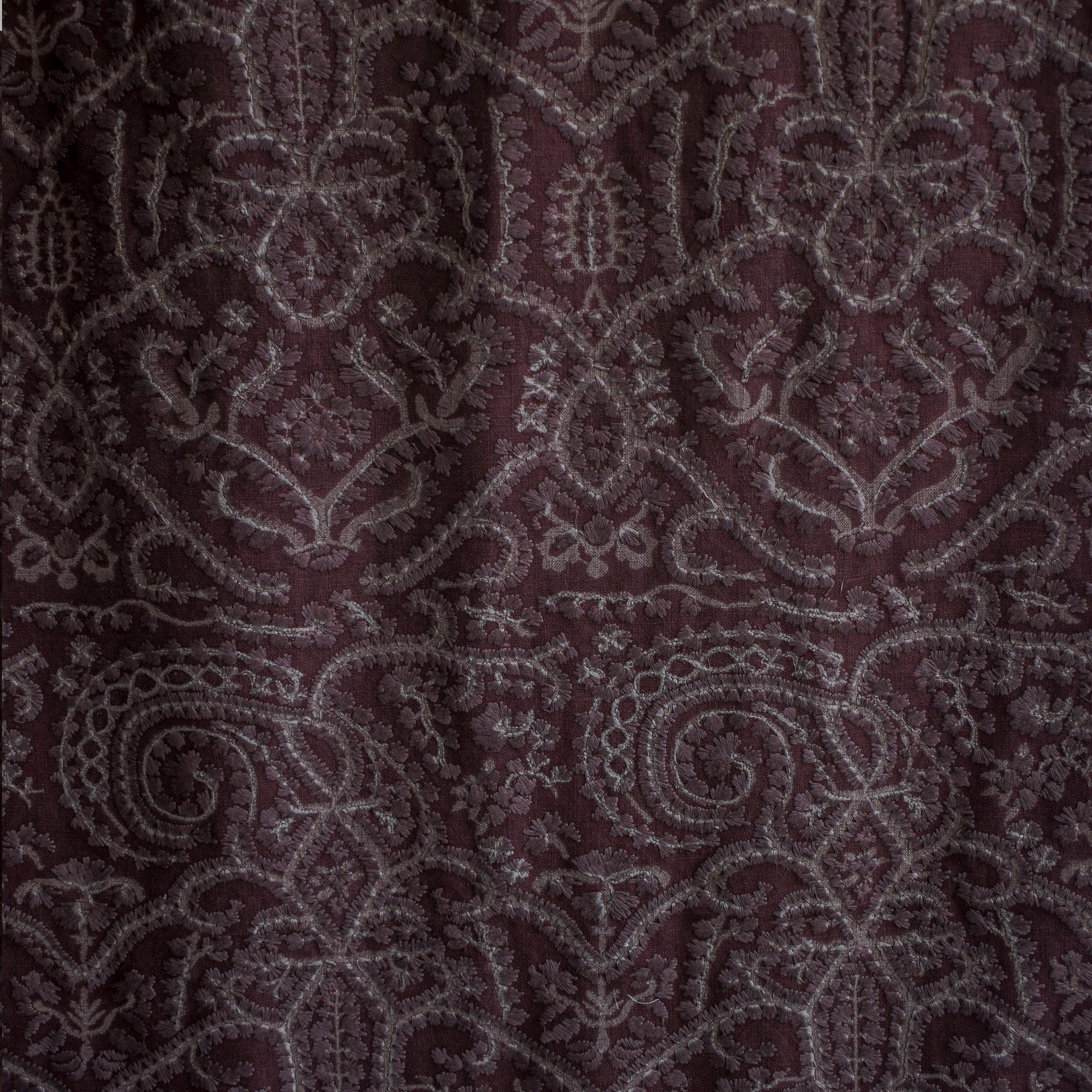 Wine Thread Embroidery Wine Cotton Linen Fabric