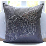 Night Sea Shell Beaded Throw Pillow Cover