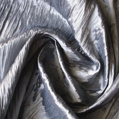 Silver Gray (Crushed) Art Silk / Faux Silk Fabric By The Metre