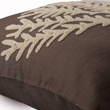 Coral Harvest - Brown Cotton Linen Throw Pillow Cover