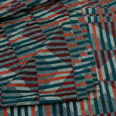 Retro Lines Printed Corduroy Fabric By The Metre, Multi Color Corduroy Fabric