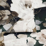 Midnight Roses Printed Cotton Fabric By The Metre, Green & Brown Cotton Printed Fabric