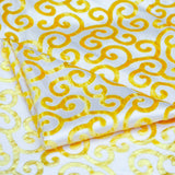 Mimosa Yellow Scrolls Poly Viscose Burnout Velvet Fabric By The Metre, 44 inches width