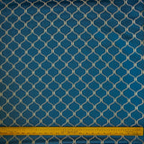 Navy Blue & Cream Moroccan Geometric Embroidered Fabric By The Metre, 54 inches width