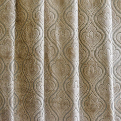 Pearl Beige Damask Jacquard Velvet Fabric By The Metre, 54 inches width