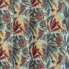 Cockatoo Love Sea Green, Red & Blue Cotton Spun Printed Fabric By The Metre, 54 inches width