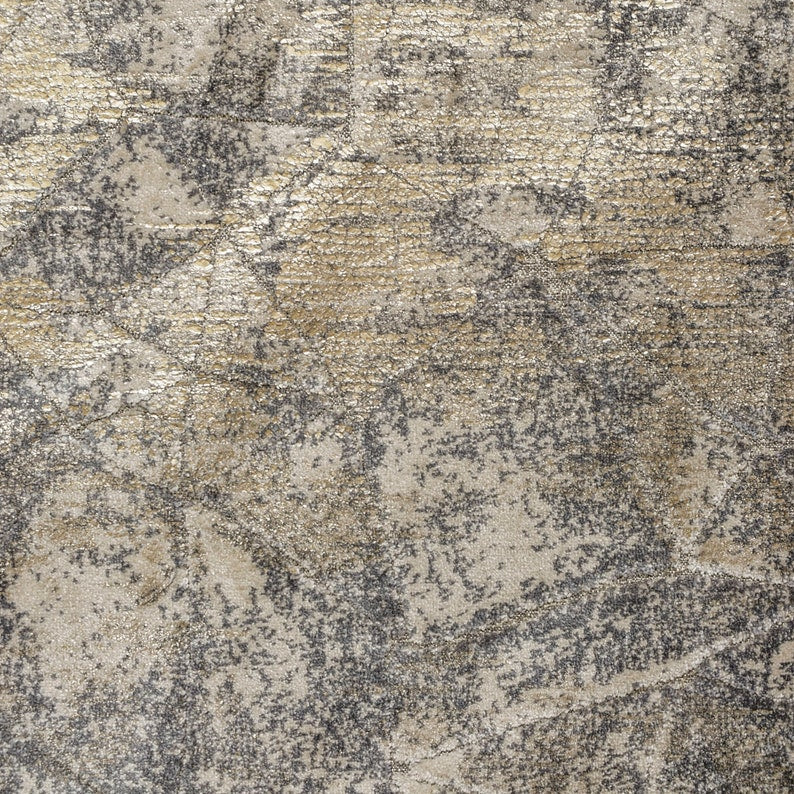 Light Beige, Gray, Gold Foil Foil Printed Velvet Fabric by the Metre, 1 Metre