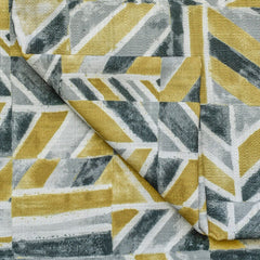 Gray, Chartreuse, Ivory Cotton Fabric by the Metre, 1 Metre Gray Cotton Fabric