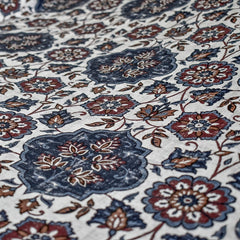 Blue, Brown & Off White Printed Velvet Fabric by the Metre, 1 Metre Velvet Fabric