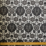 Gray, Black & Off White Printed Velvet Fabric by the Metre, 1 Metre Velvet Fabric