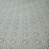 Teal & Cream Jacquard Weaved Fabric by the Metre, 1 Metre Blue Silk Fabric