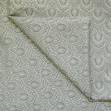 Teal & Cream Jacquard Weaved Fabric by the Metre, 1 Metre Blue Silk Fabric