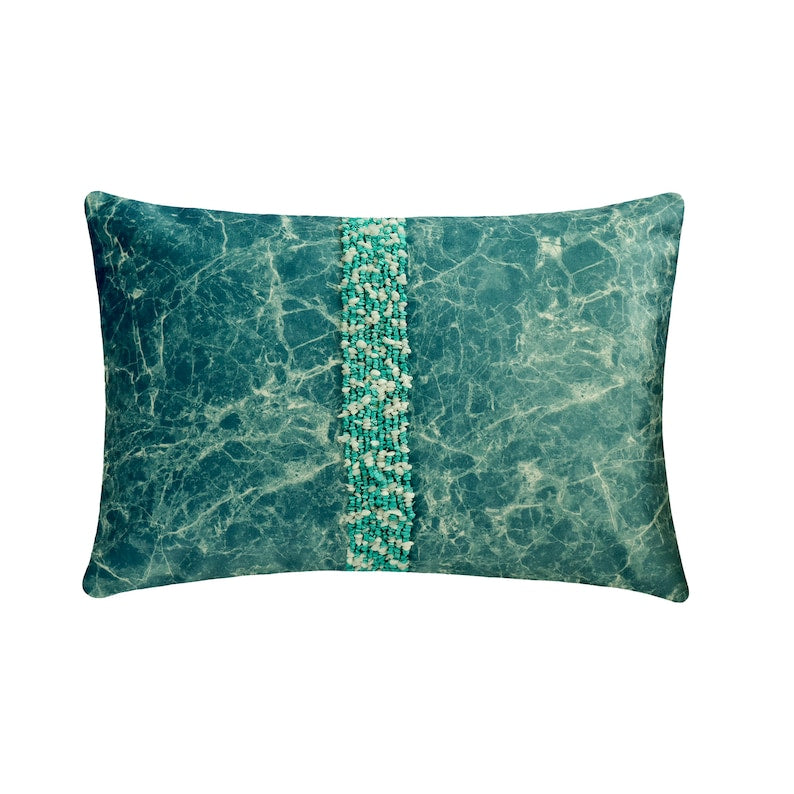 Turquoise Touchstones Lumbar Cushion Cover