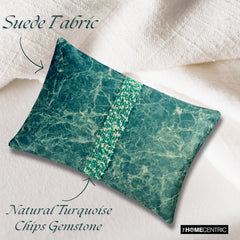 Turquoise Touchstones - Turquoise Jacquard Lumbar Cushion Cover