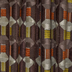 Brown Gray Jacquard Velvet Fabric by the Metre