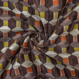 Brown Gray Jacquard Velvet Fabric by the Metre