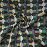 Gray Yellow Jacquard Velvet Fabric by the Metre